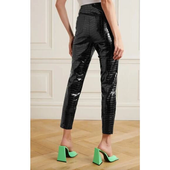ROTATE BIRGER CHRISTENSEN Jeanine Croc-Effect Vegan Leather Skinny Pants Size 2 - Picture 3 of 9